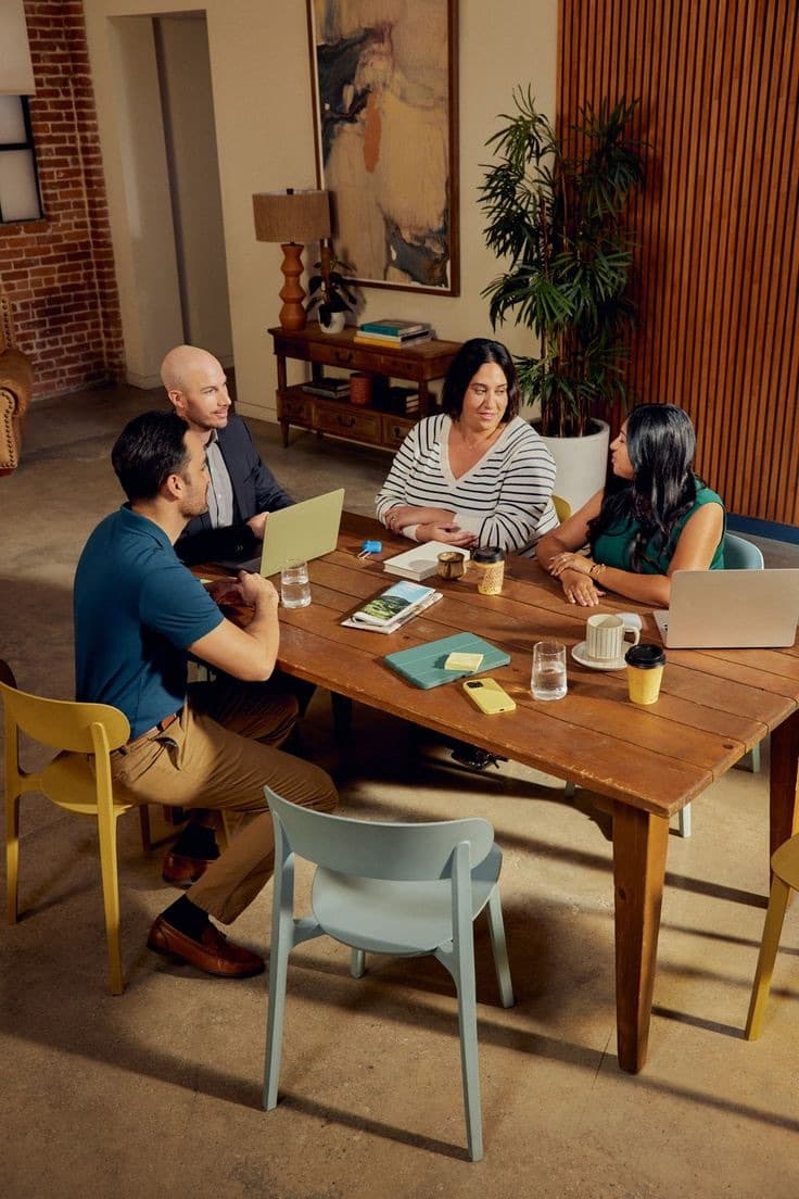 A team working session around the table
