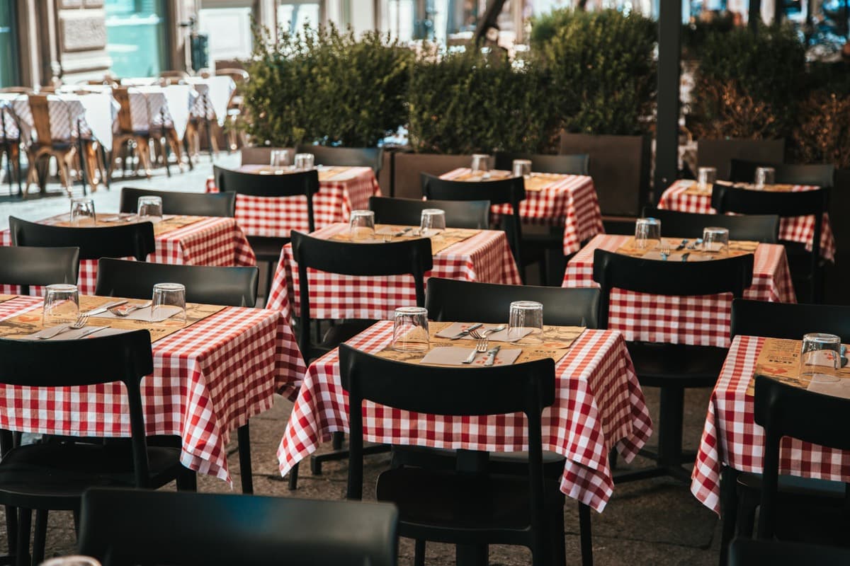 Restaurant patio set for service